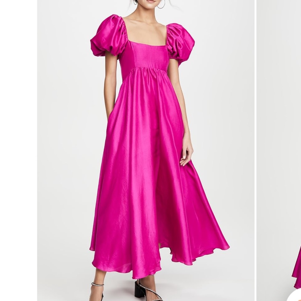 Azeeza Rory puff sleeve dress in magenta